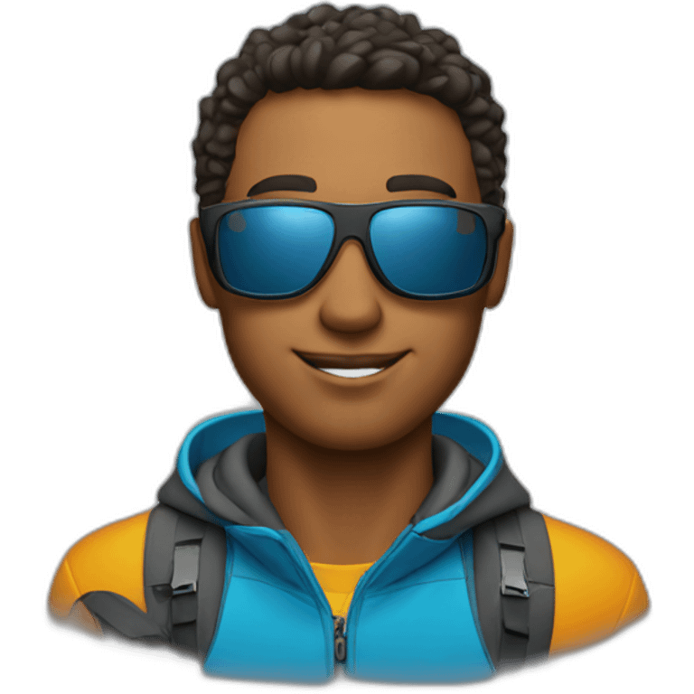 fresh guy with ski-glasses emoji