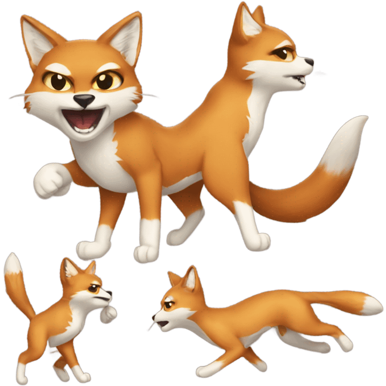 Cat fight Fox emoji