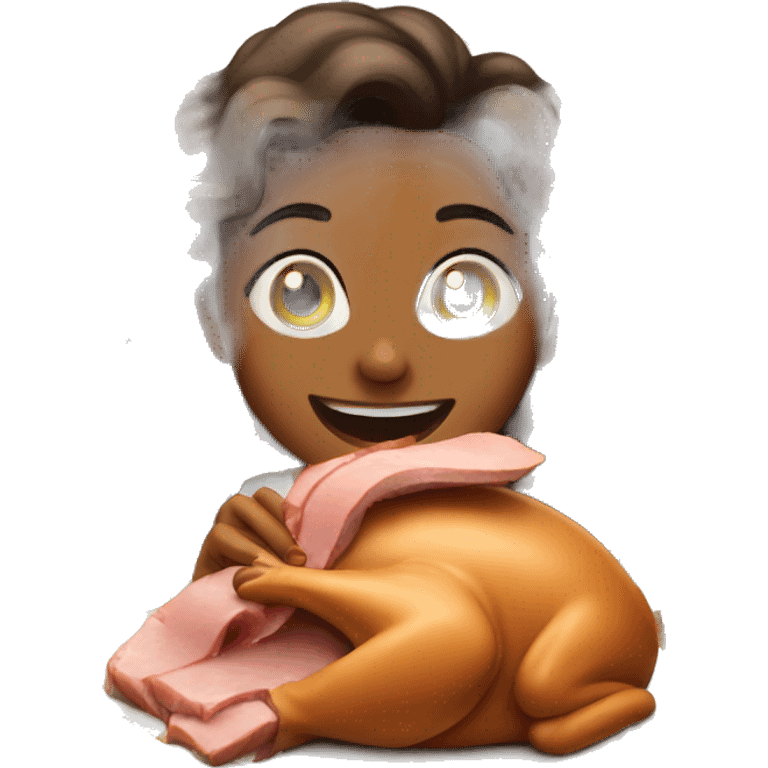 girl eating ham on thanksgiving  emoji