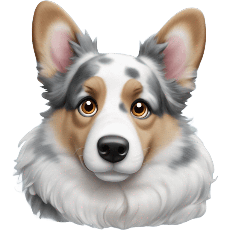 Blue Merle corgi malen bright blue eyes emoji