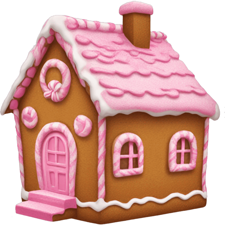 a pink gingerbread house emoji