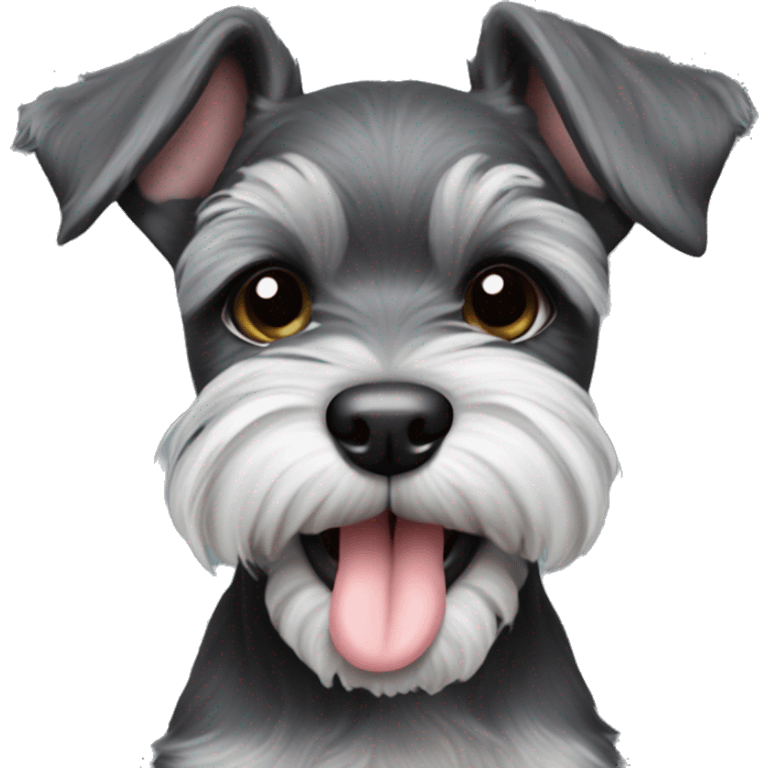 Schnauzer puppy with tongue out emoji