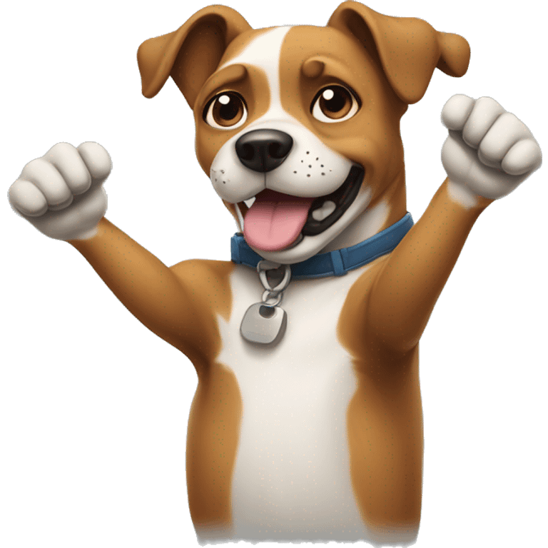 Dogs with both hands up emoji