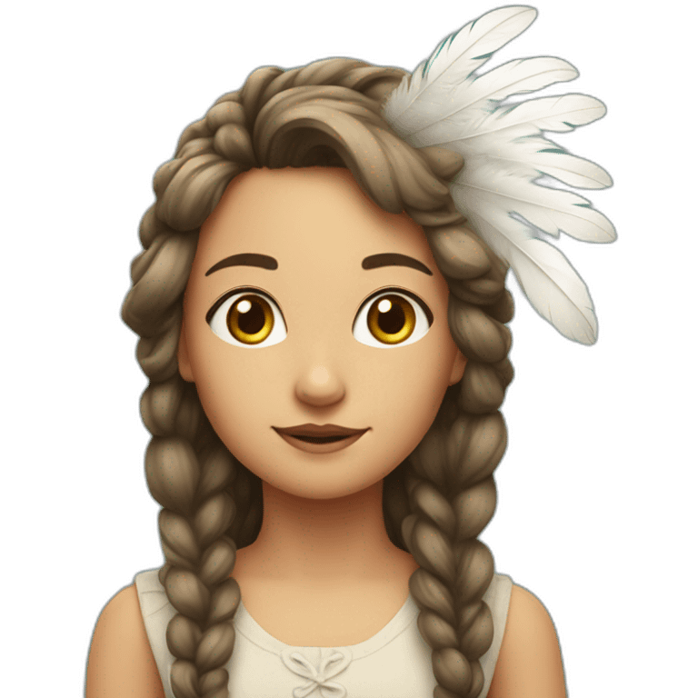 A girl with a feather on her head emoji