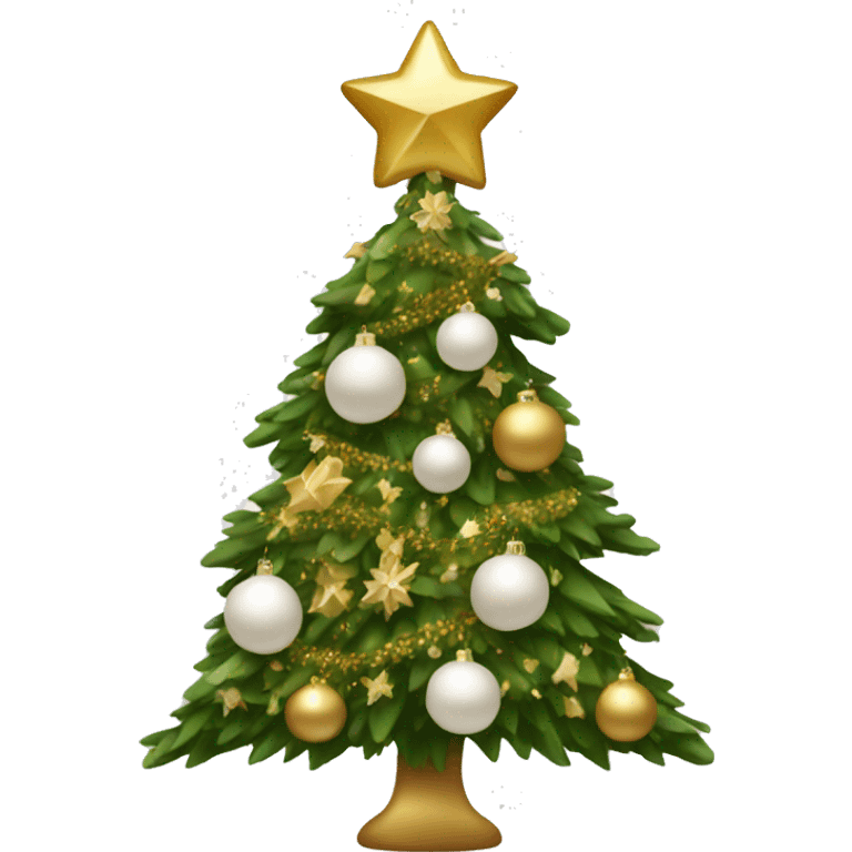 Christmas tree with white and gold decorations emoji