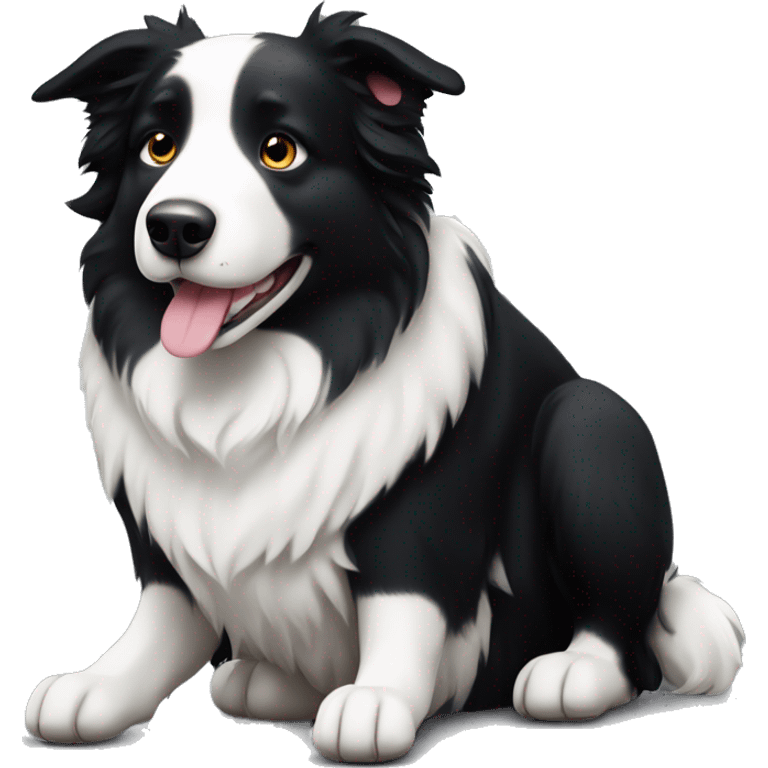 black and white morbidly obese border collie emoji