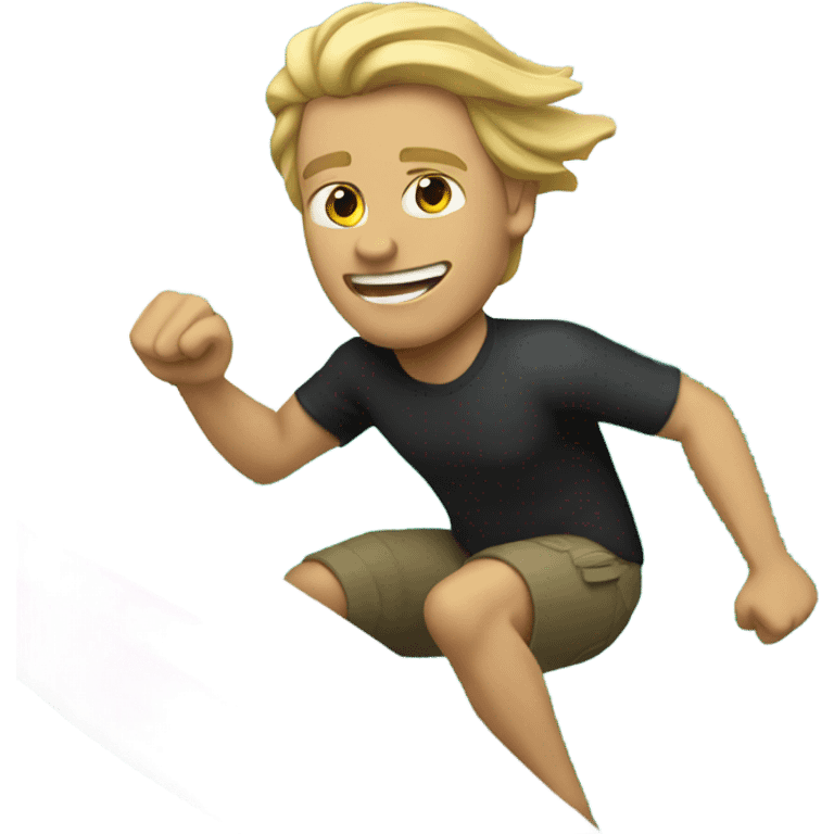 Man with long blonde hair surfing a wave emoji