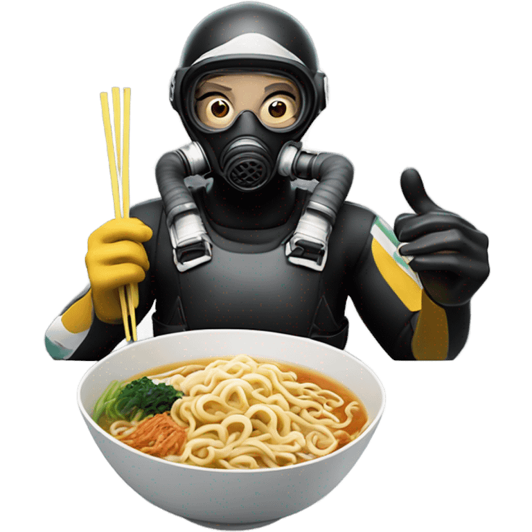 Scuba eating ramen emoji