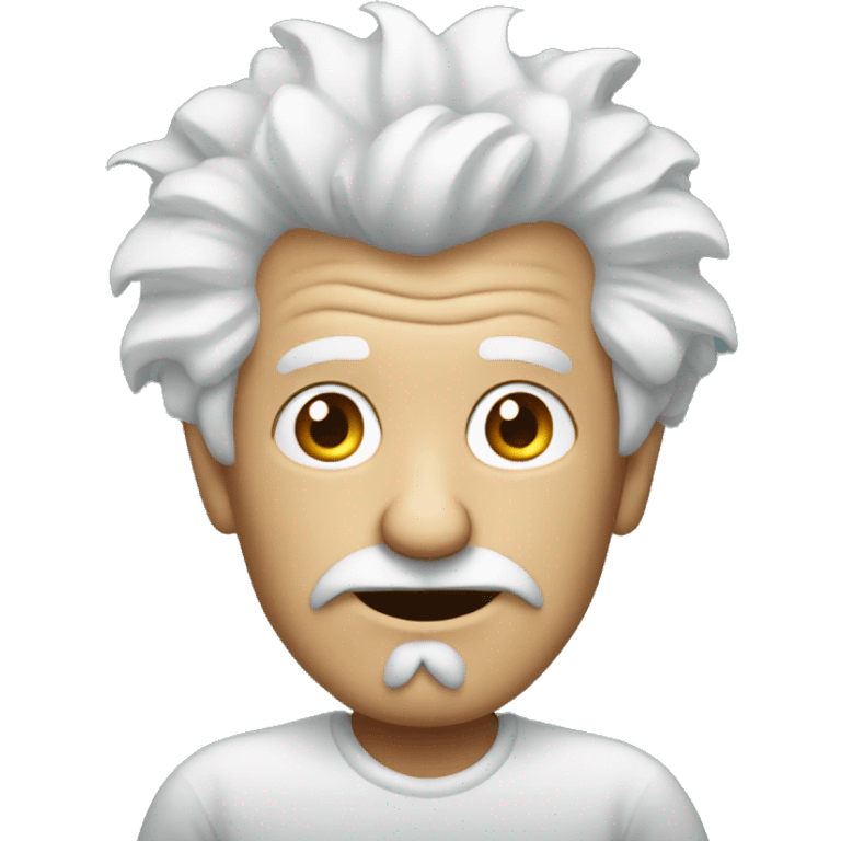 an old man, with white crazy hair and an iPad emoji