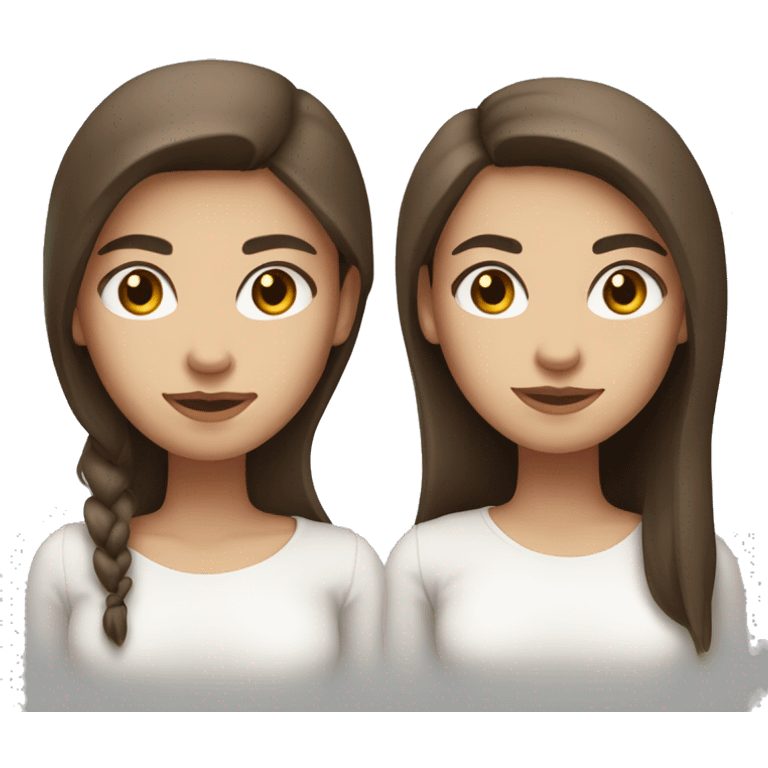 white skin girl with straight long brown hair and brown eyes with a white shirt on emoji