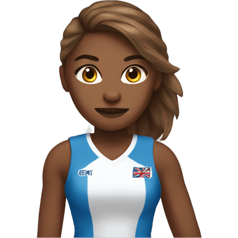 brown skin brown hair girl playing netball emoji