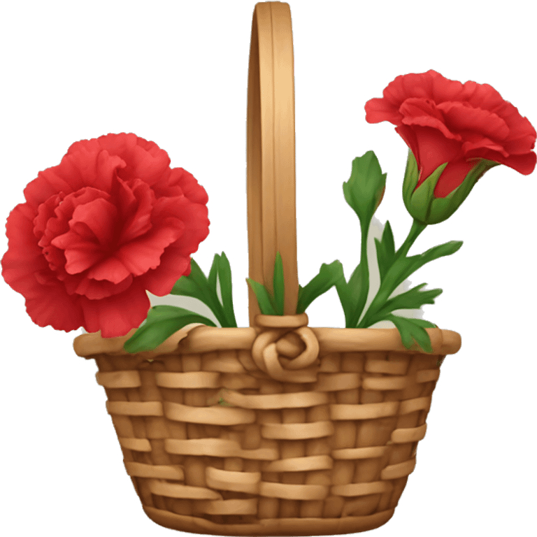 red Carnation flower in basket emoji