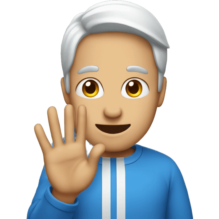 Person wear blue doing the letter c with his hands emoji