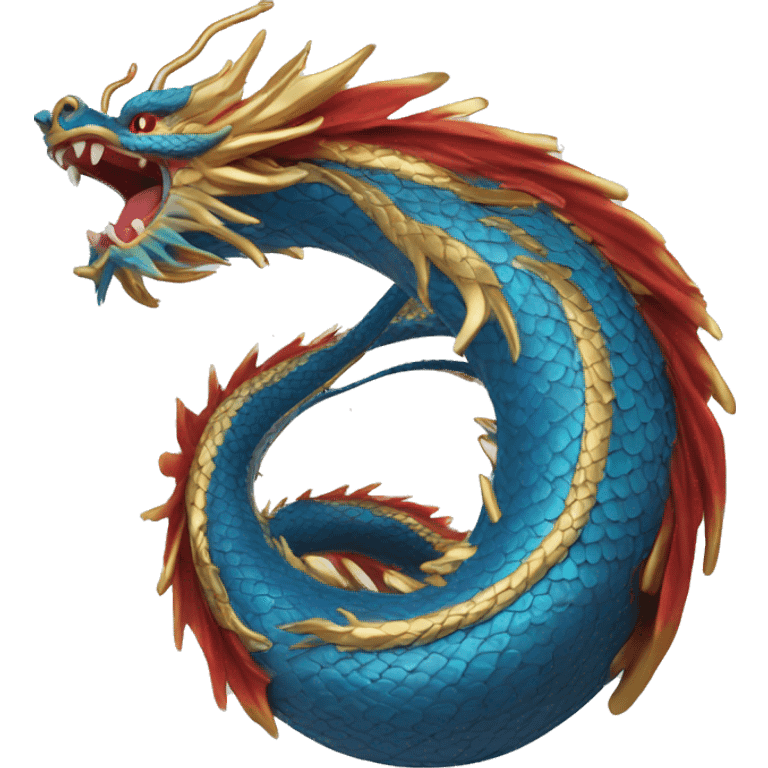 Chinese dragon tail in blue,red and gold  emoji