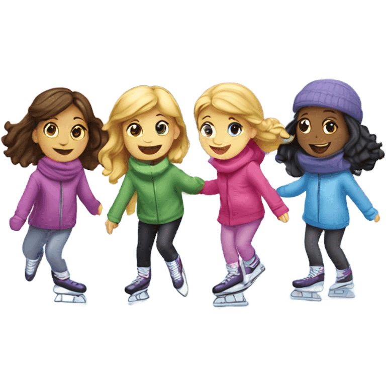 Four girls ice skating under a bridge  emoji