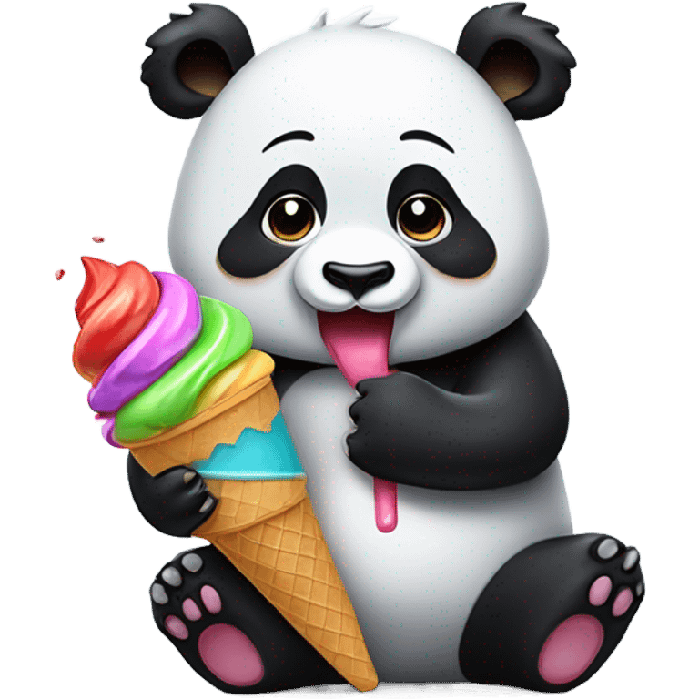 Panda eating ice cream emoji