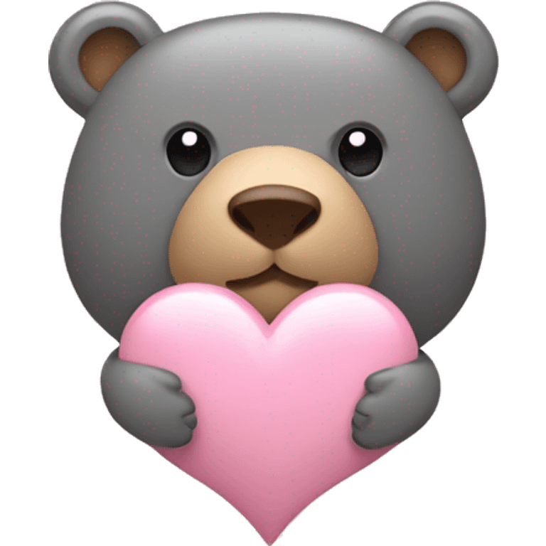 light pink heart with bear emoji