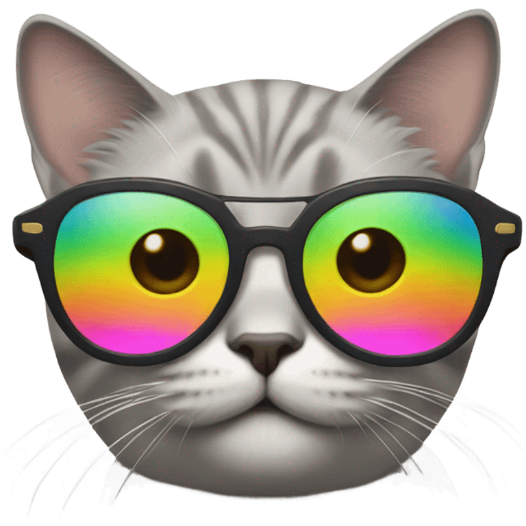 Cat with rainbow sunglasses emoji