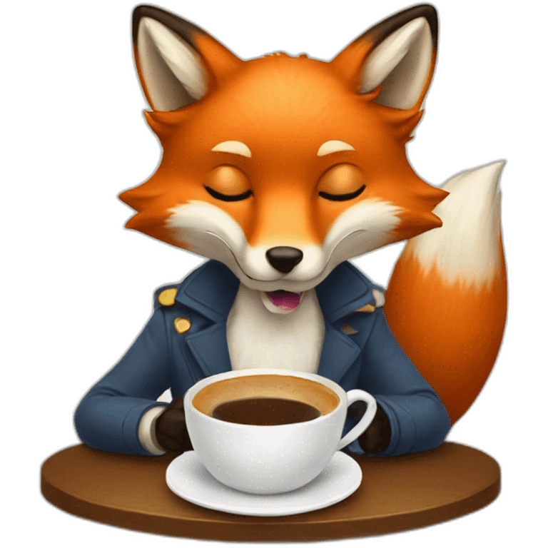 fox drinking coffee emoji