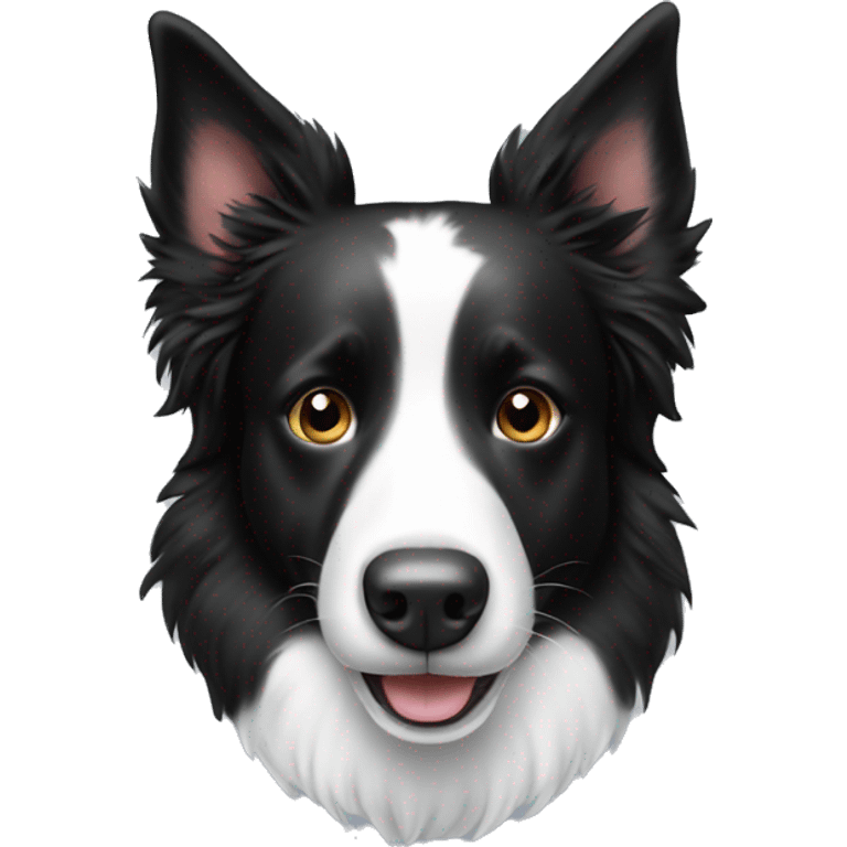 Black and white border collie smiling emoji