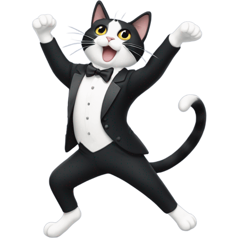 Tuxedo cat dancing emoji