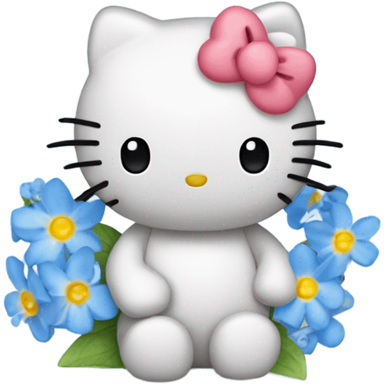 hello kitty with forget me not flower emoji