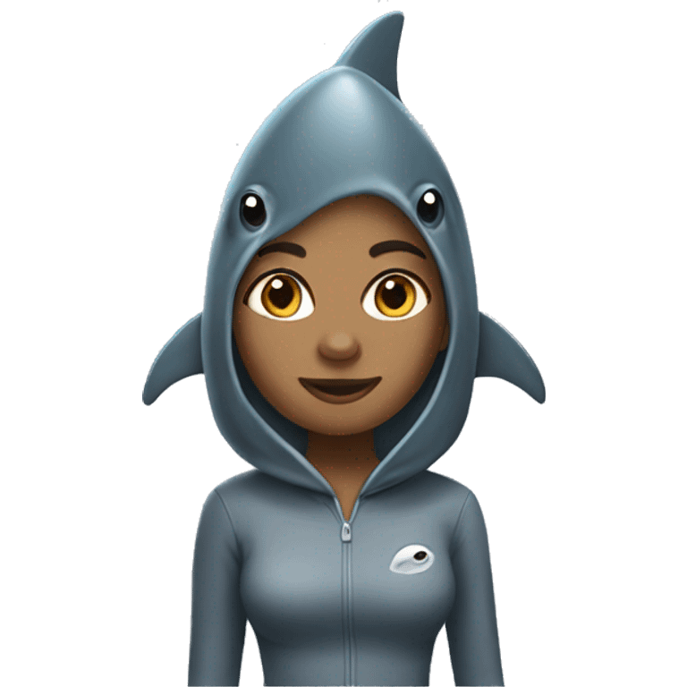 girl wearing shark costume emoji