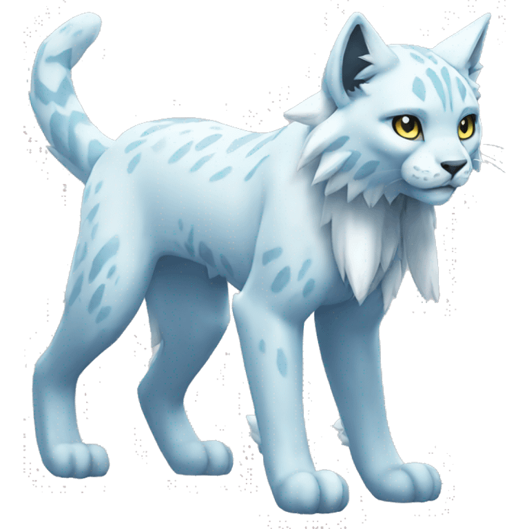 Ice-type Lynx-Fakemon full body emoji