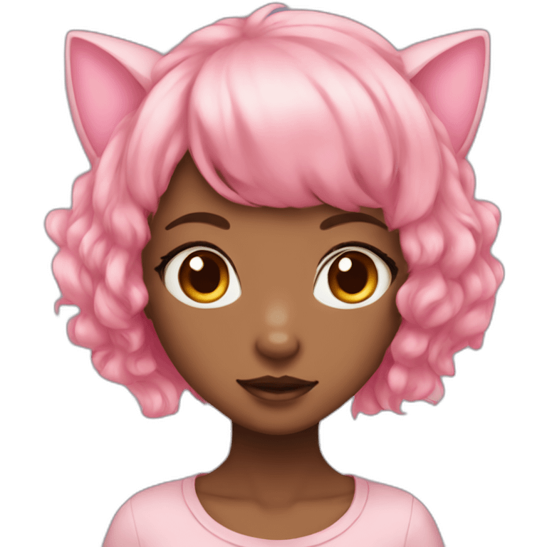 Neko girl with big eyes and pink hair emoji