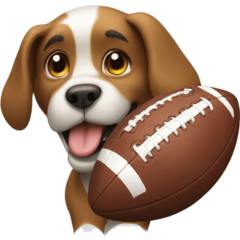 Dog playing football emoji