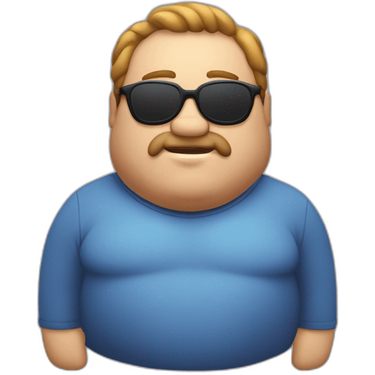 Fat man con gafas y el pelo corto diciendo hola emoji