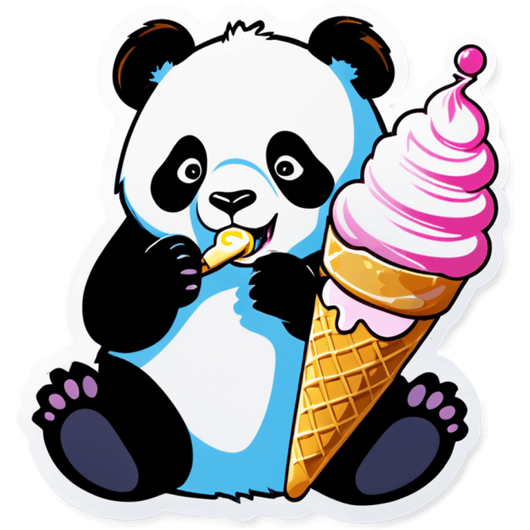 Panda eating ice cream emoji