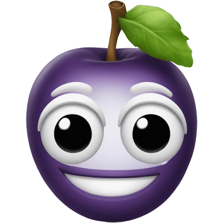 Apple emoji smiley face with egg plant eyes emoji