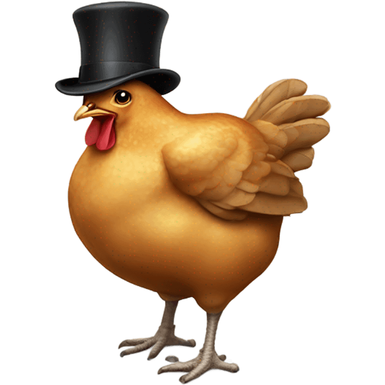 Whole roasted chicken no face with bowler hat  emoji