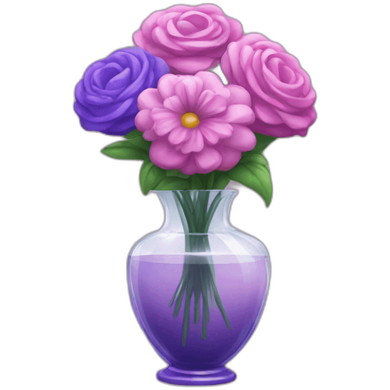 pink and purple bouquet in crystal vase emoji