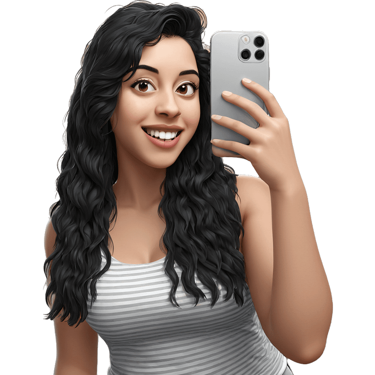 black-haired girl taking selfie emoji