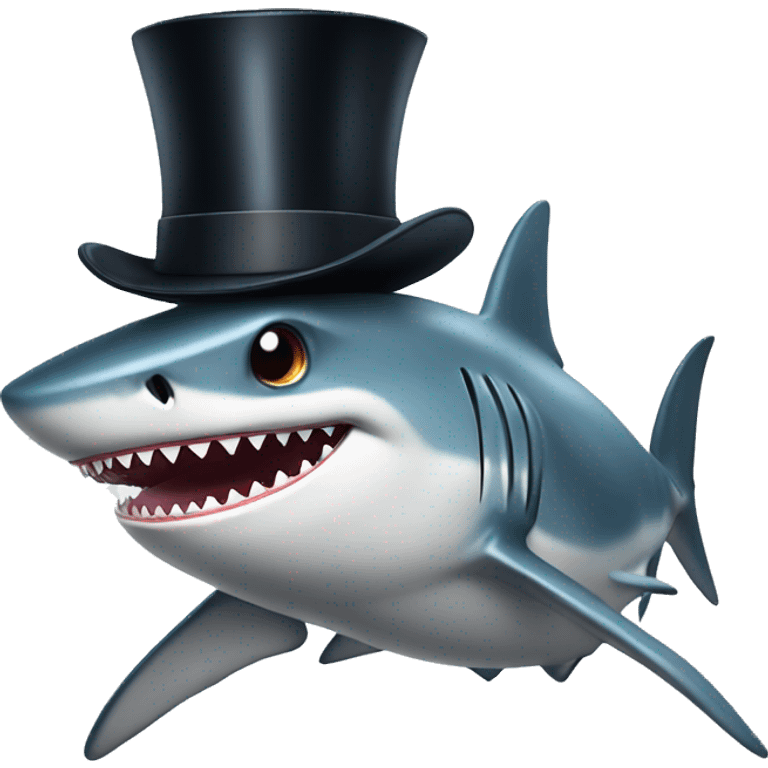 Shark with a top hat emoji