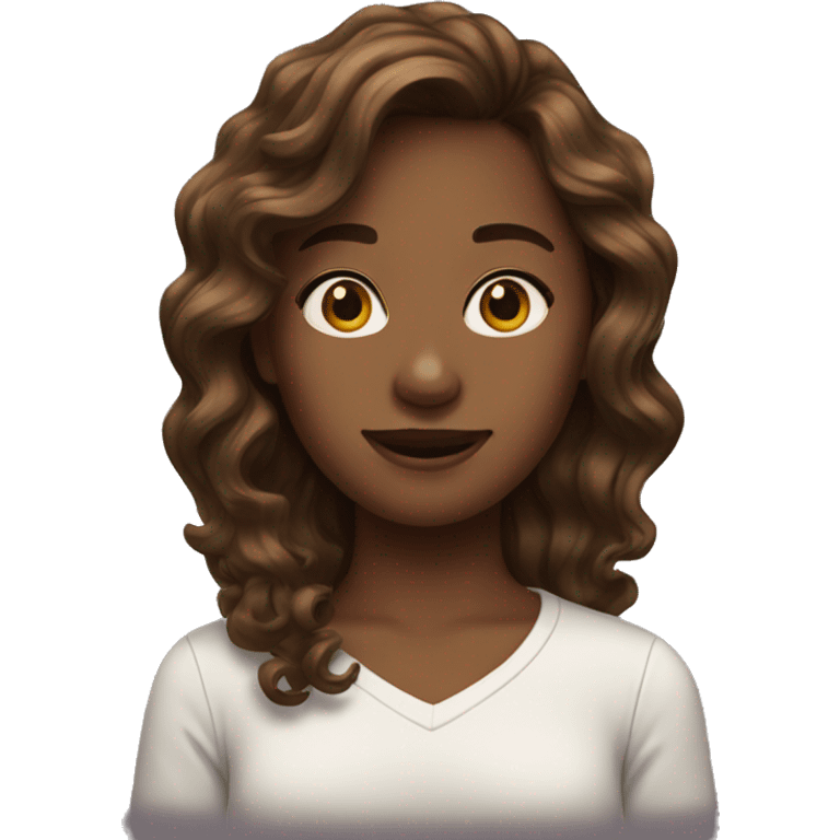 Brown wavy haired girl emoji