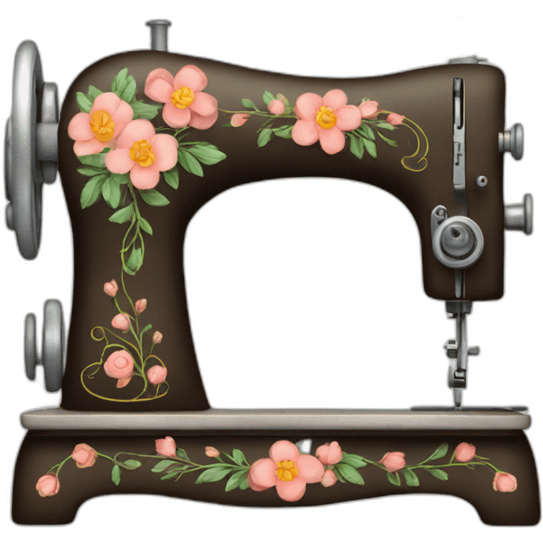 Flowered sewing machine emoji