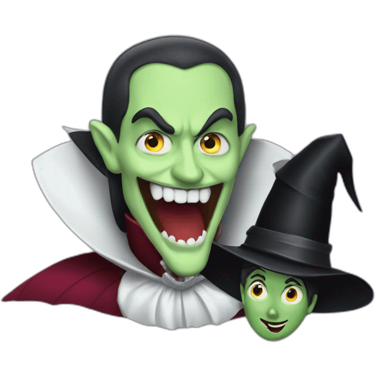 Dracula bitting a wicked witch neck emoji