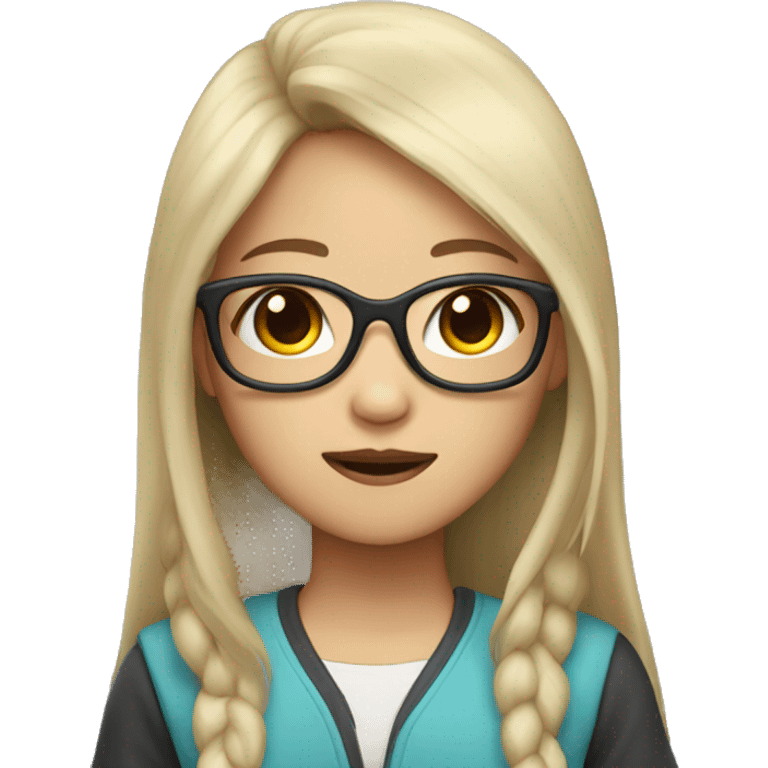 chinese girl with long hair and glasses emoji