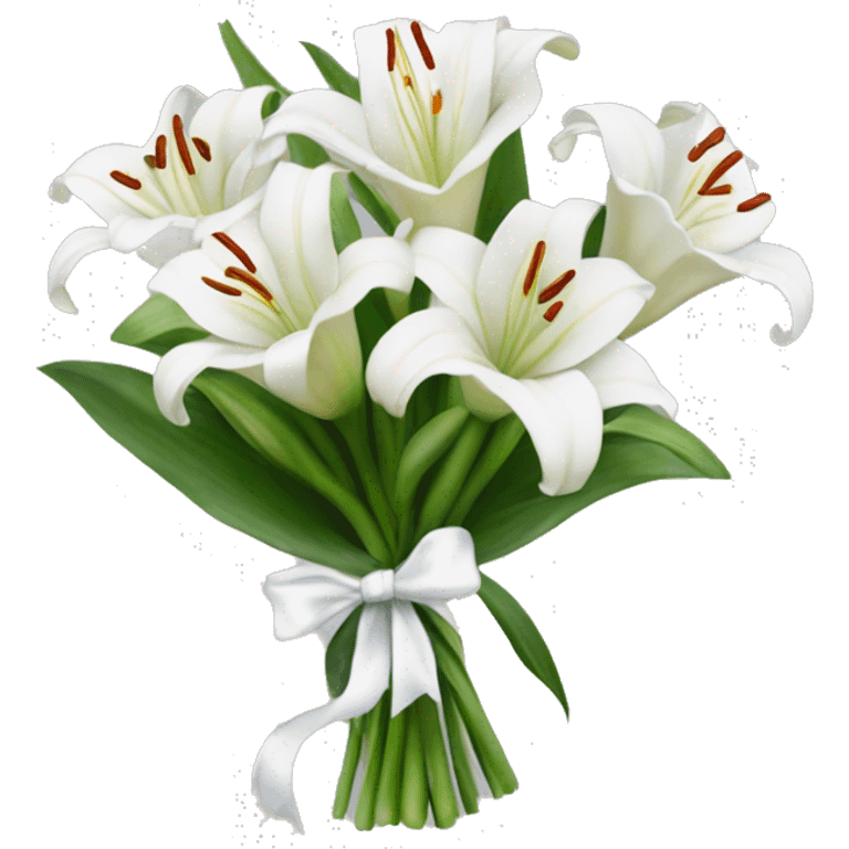 A bouquet of lillies with a white little bow￼ emoji