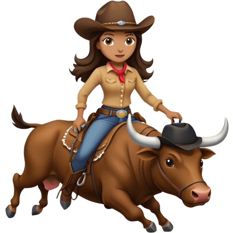 Cowgirl riding a bull emoji