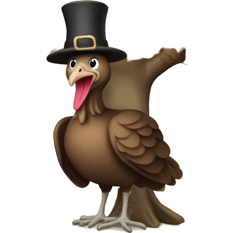 Turkey with pilgrim hat under a sycamore tree emoji