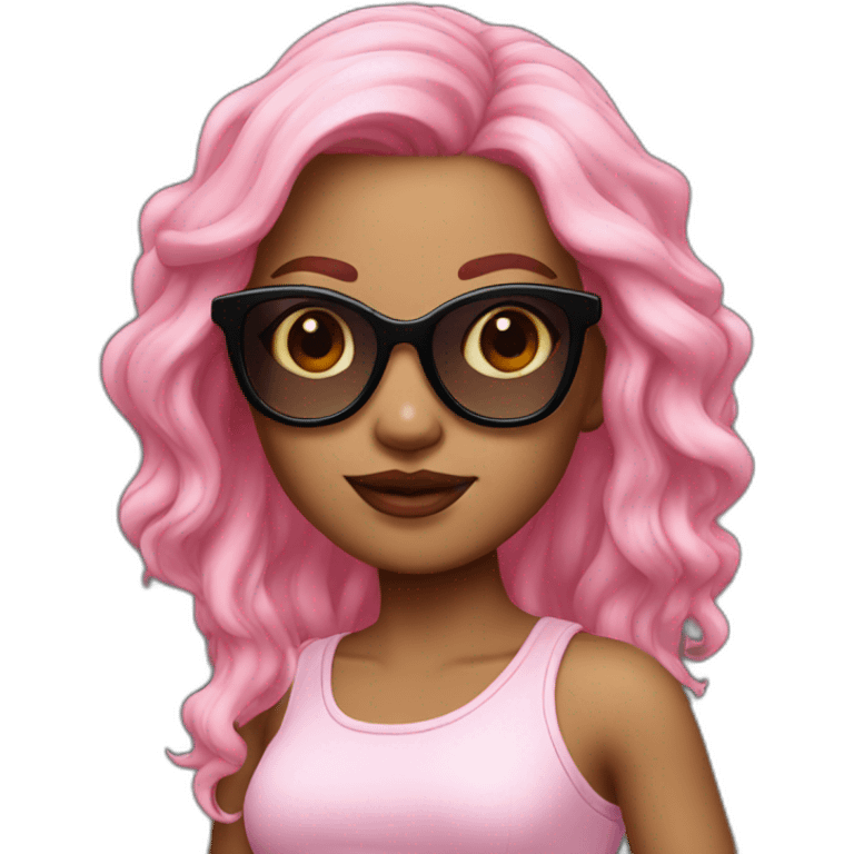 memoji-girl-sunglasses-pink-hair emoji