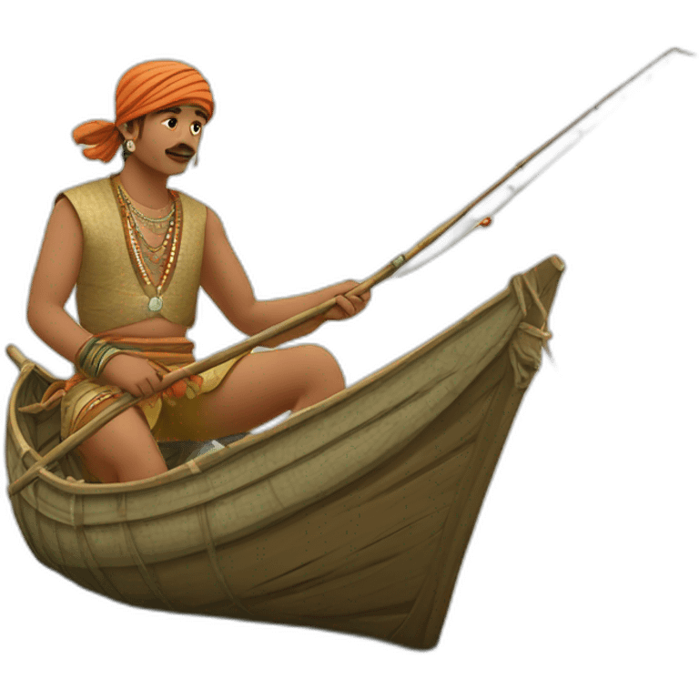 Person in traditional fishing outfit Indian￼ emoji