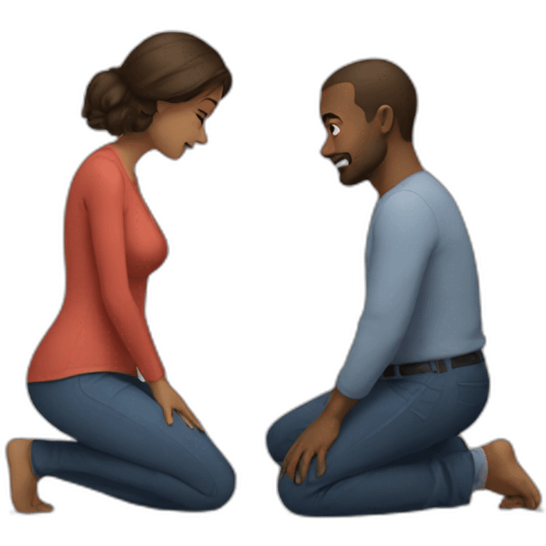 Woman on knees facing man emoji