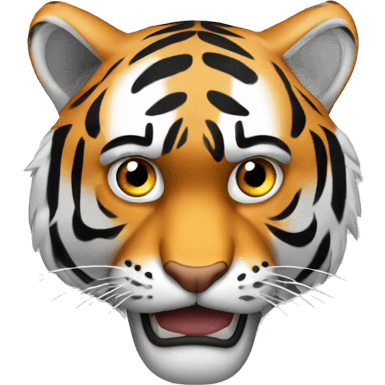 tiger hiding in fear emoji