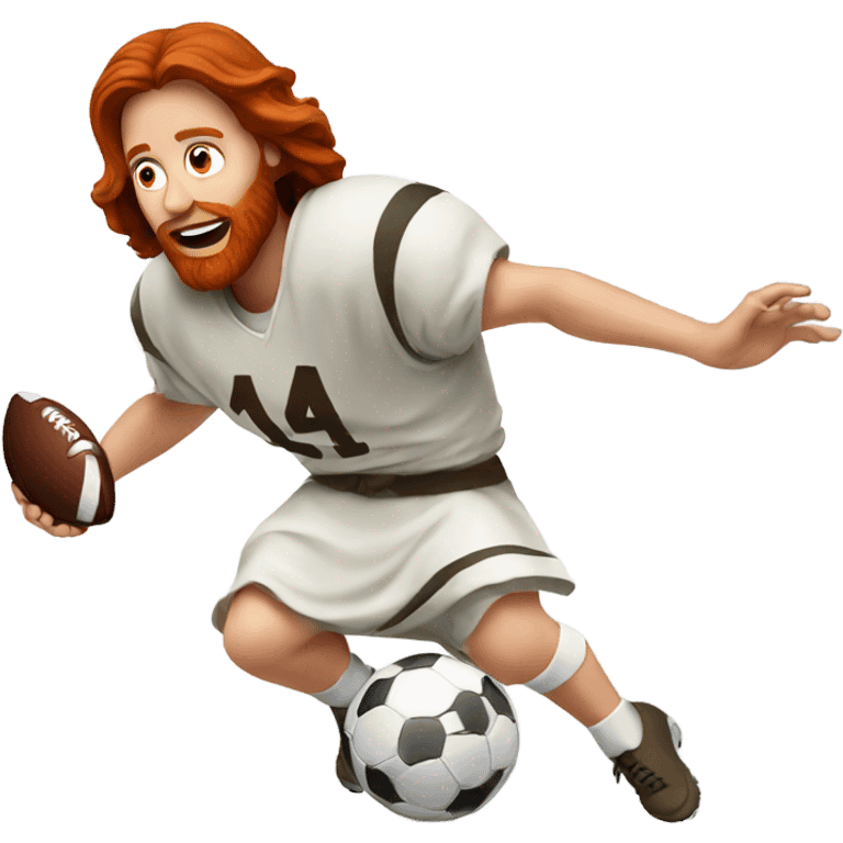 Redhead jesus playing football emoji