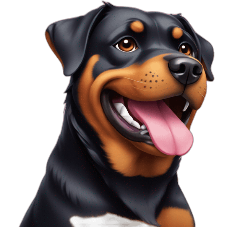 Rottweiler dog winking tongue out emoji